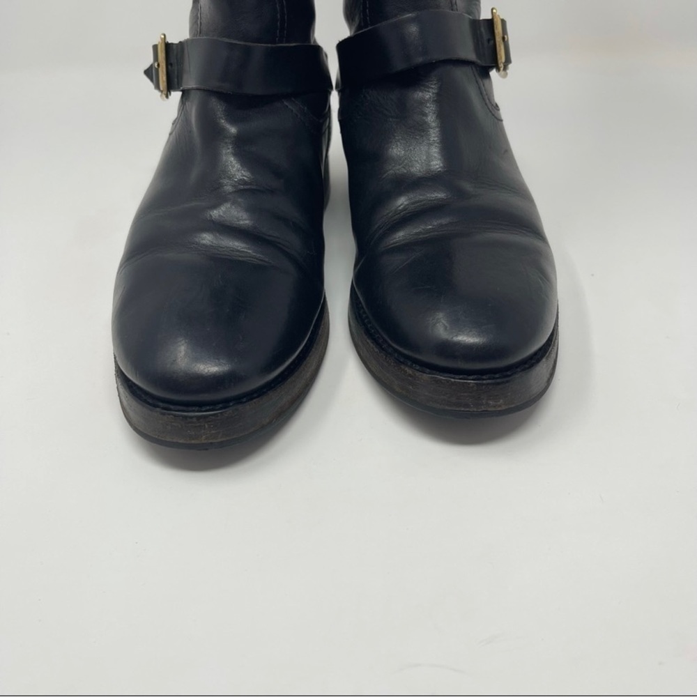 Burberry Wingfield Black Leather Moto Biker Boots Size 7.5 - Picture 10 of 13
